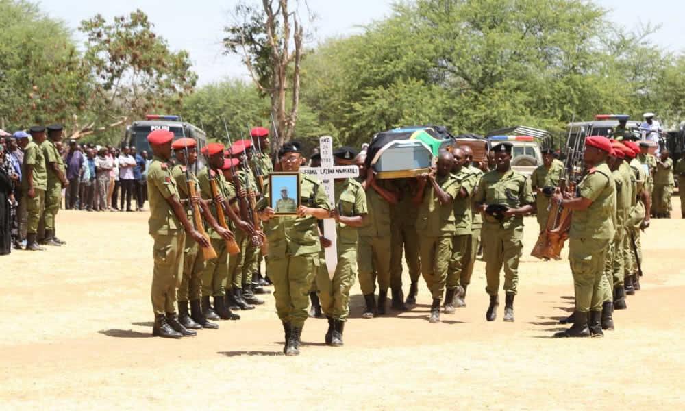 Miili ya Askari watano waliofariki kwa ajali yaagwa Singida.