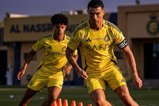 Cristiano Ronaldo kucheza pamoja na Cristiano Jr Al Nassr